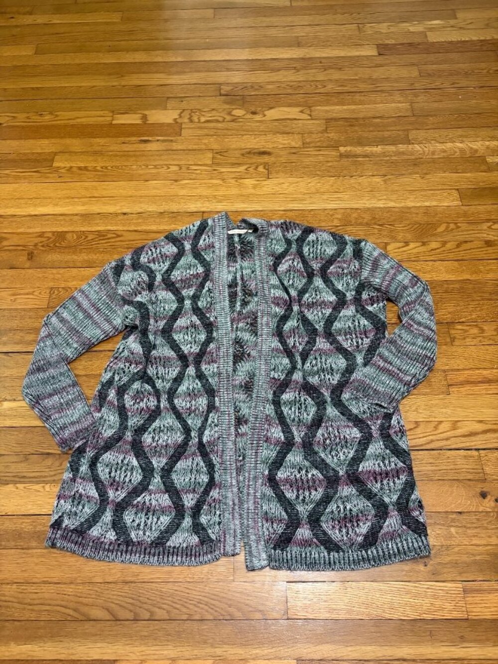 Soft Surroundings Womens Open Front Cardigan Sweater Size L/XL Purple Gray Knit